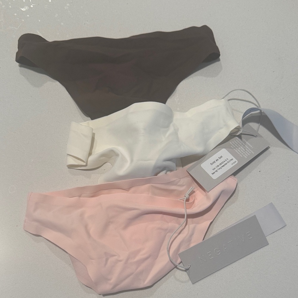 Negative Underwear Base Thong Set - Brown, White, Pink